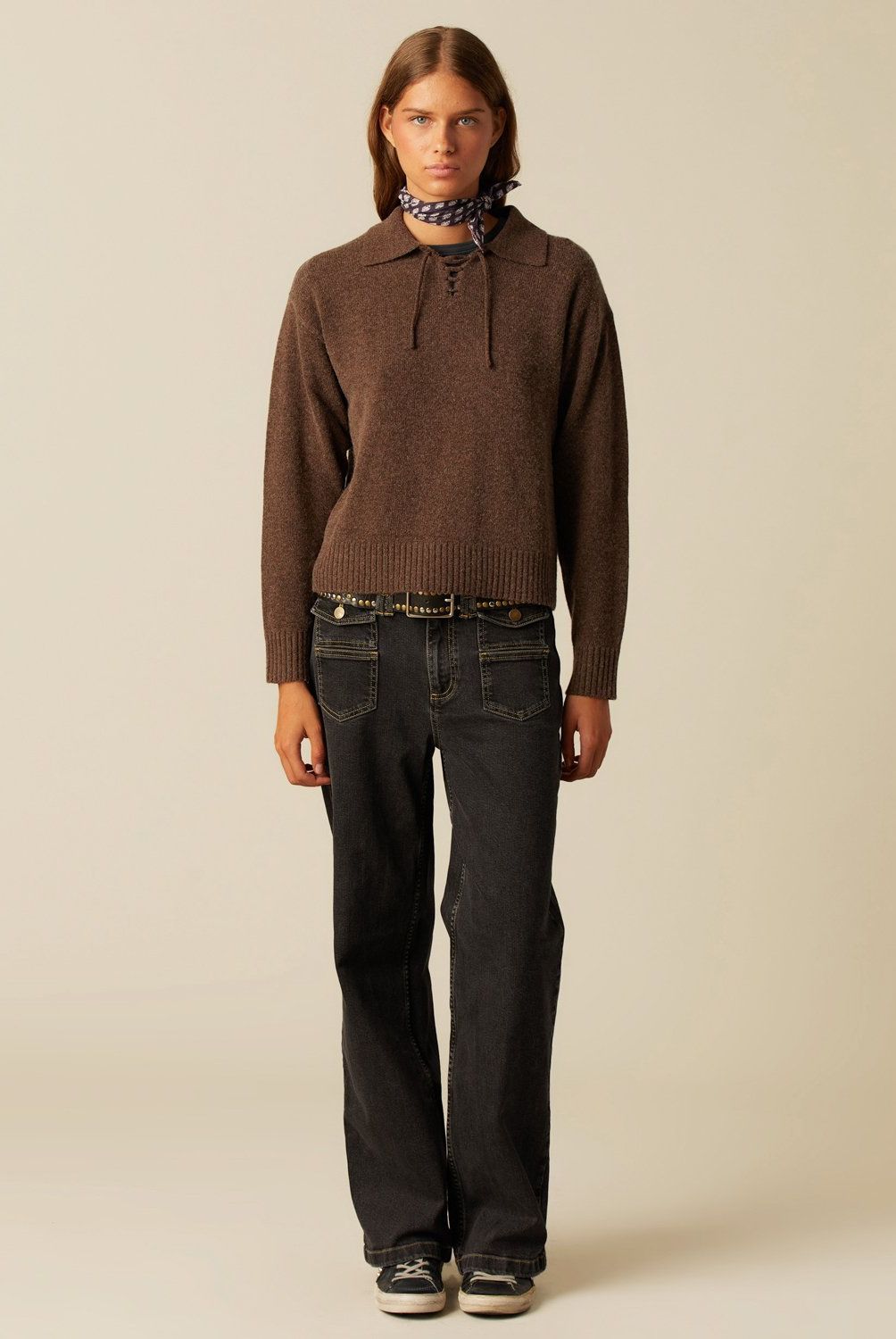 NICOLI - Jeans Mix Bolsillos Antracita Mujer Nicoli