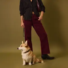 NICOLI - Pantalón Cotelé Rojo Mujer