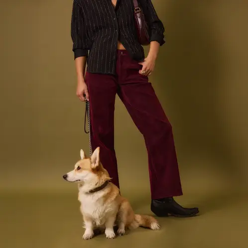 NICOLI - Pantalón Cotelé Rojo Mujer
