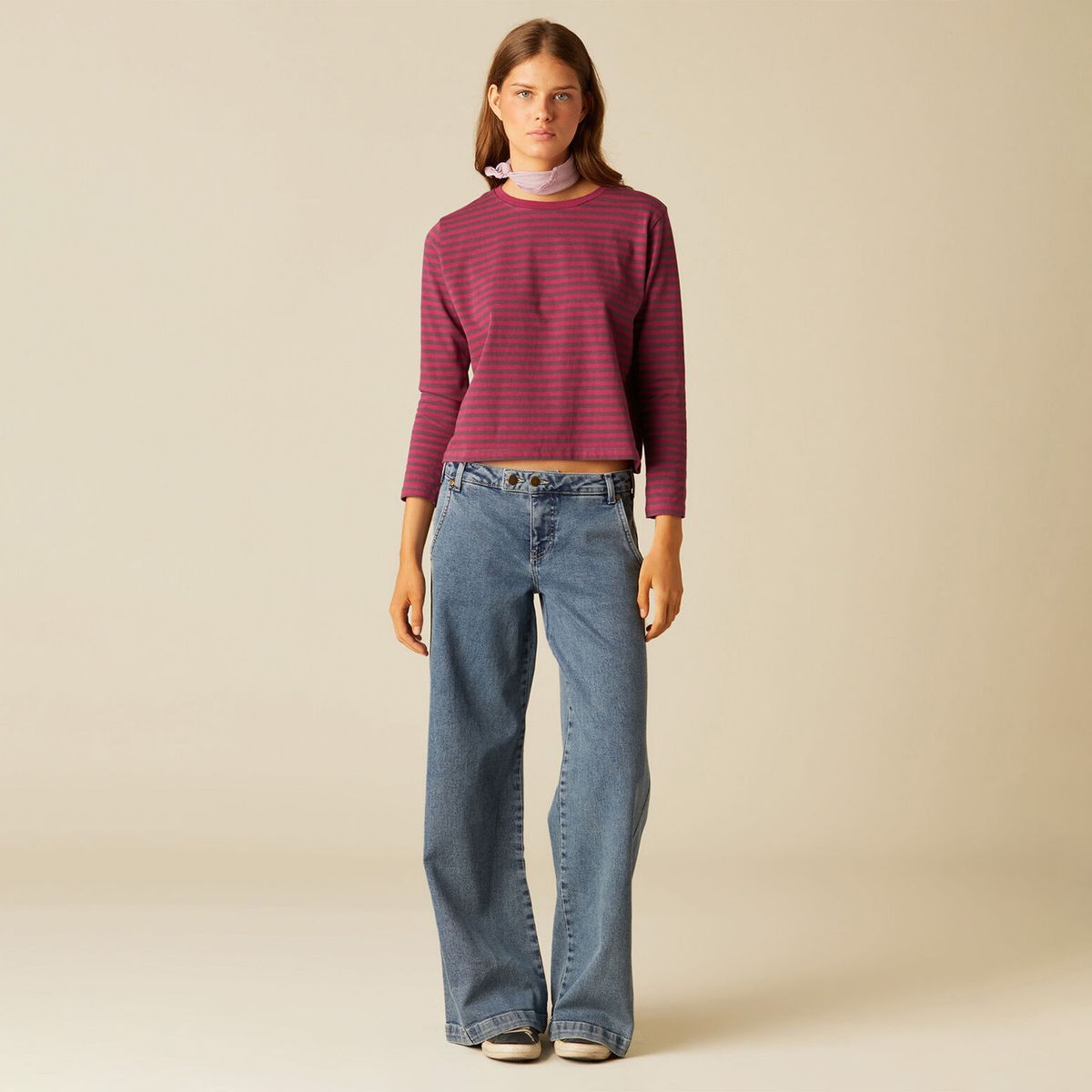 NICOLI - Jeans Bordado Azul Mujer Tiro Bajo Nicoli