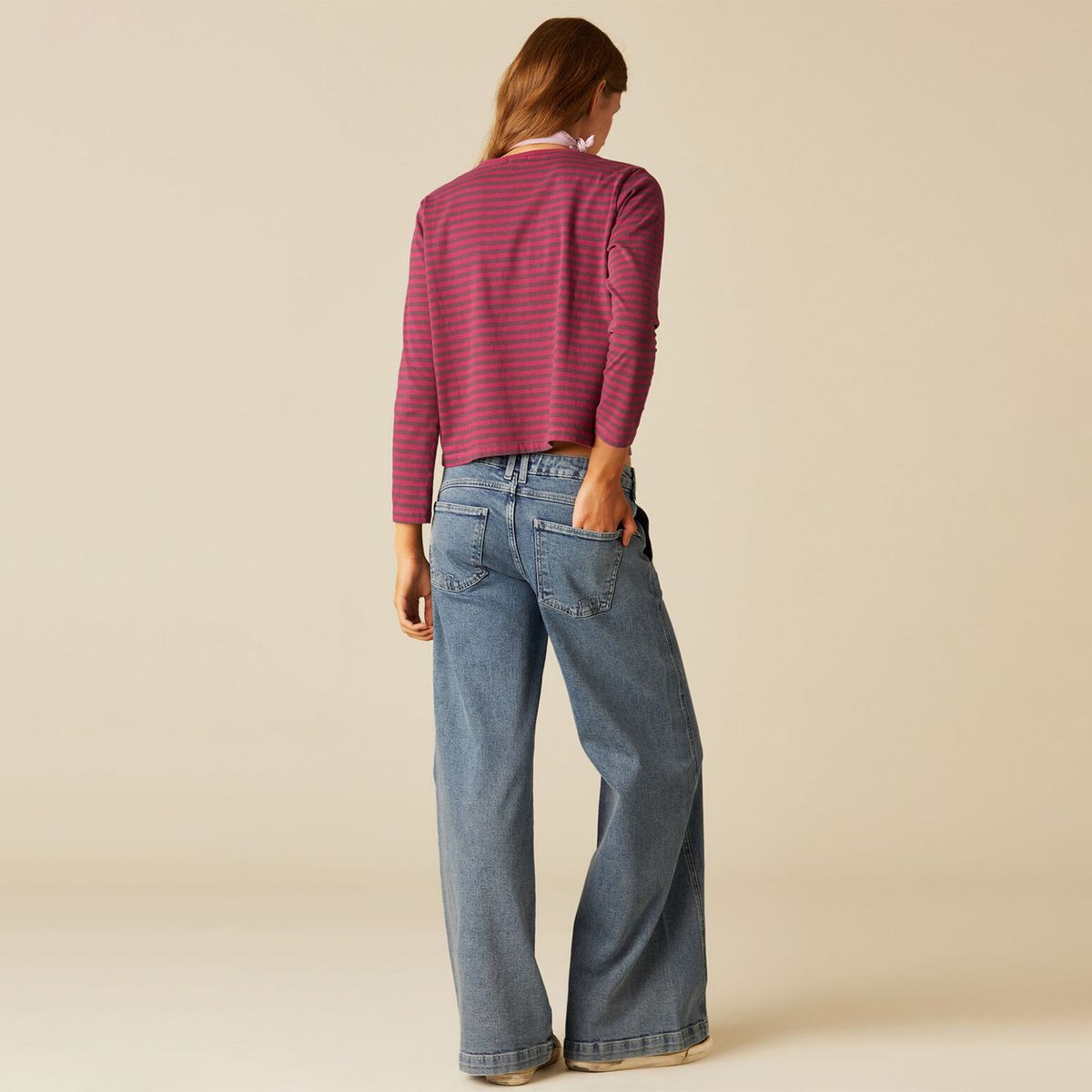 NICOLI - Jeans Bordado Azul Mujer Tiro Bajo Nicoli