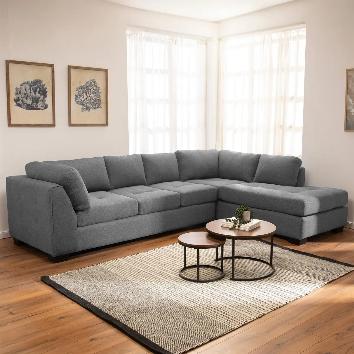 LIVING FACTORY - Sofá Seccional Derecho Lino Londres Living Factory