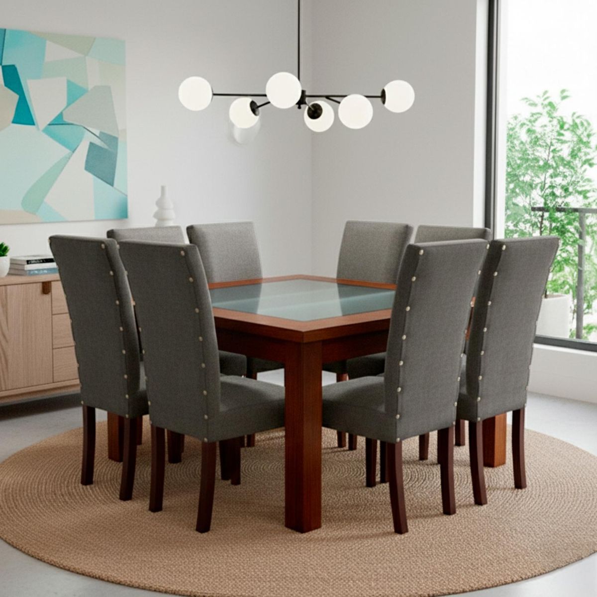 LIVING FACTORY - Juego De Comedor 8 Puestos Milan Living Factory