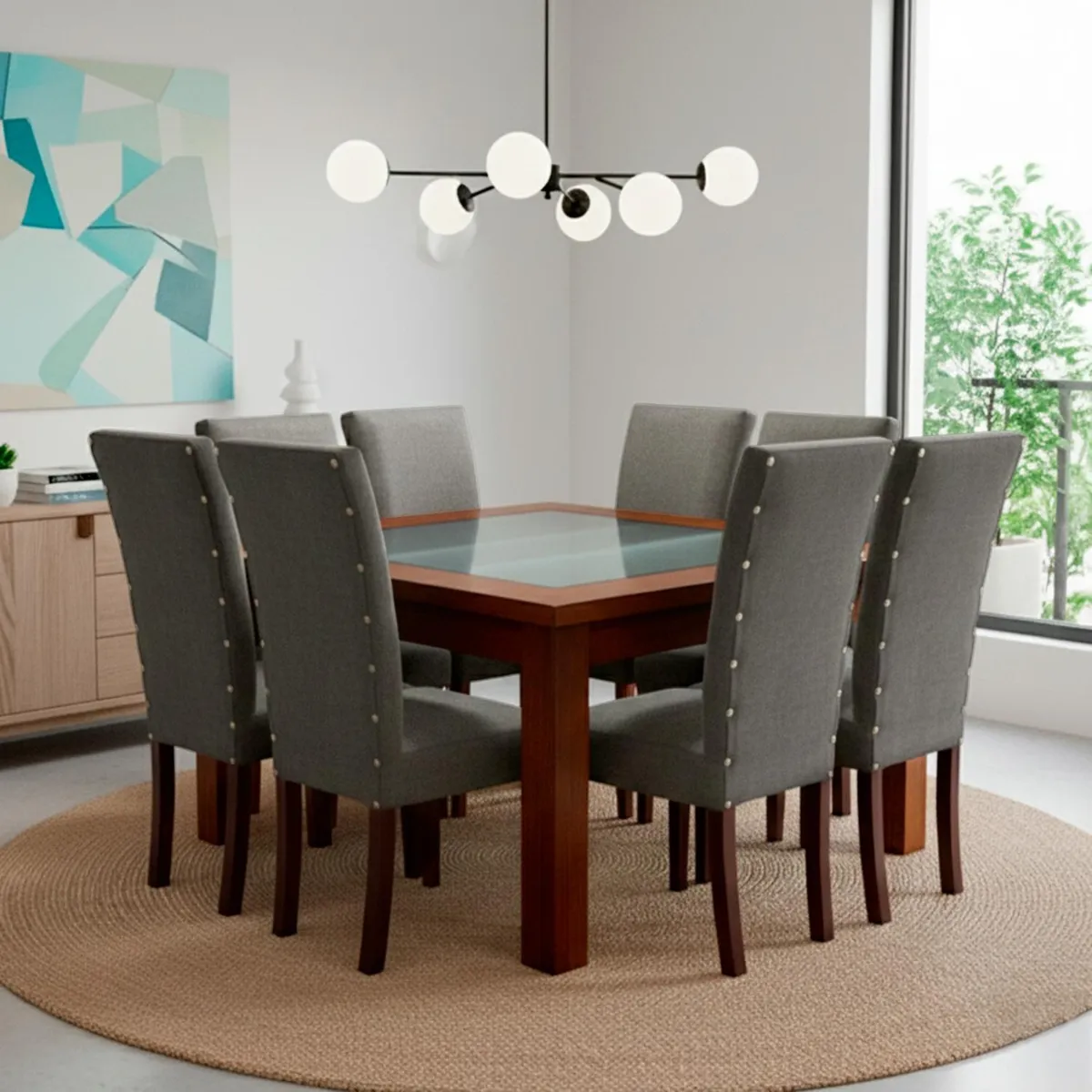 LIVING FACTORY - Juego De Comedor 8 Puestos Milan Living Factory