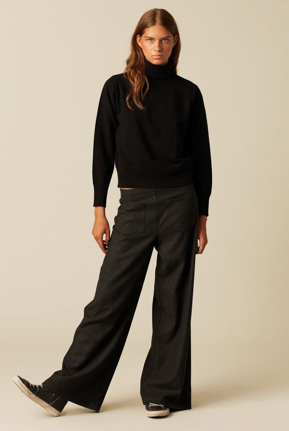 NICOLI - Pantalón Ancho Dibujo Gris Mujer Nicoli