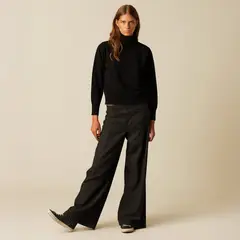 NICOLI - Pantalón Ancho Dibujo Gris Mujer