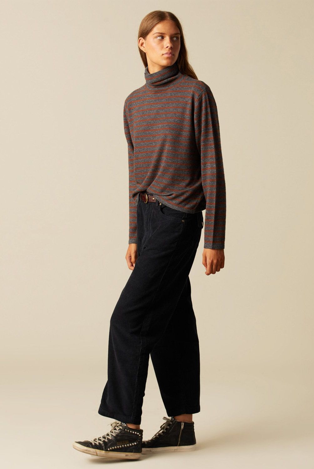 NICOLI - Pantalón Cotelé Azul Zig Zag Mujer Nicoli