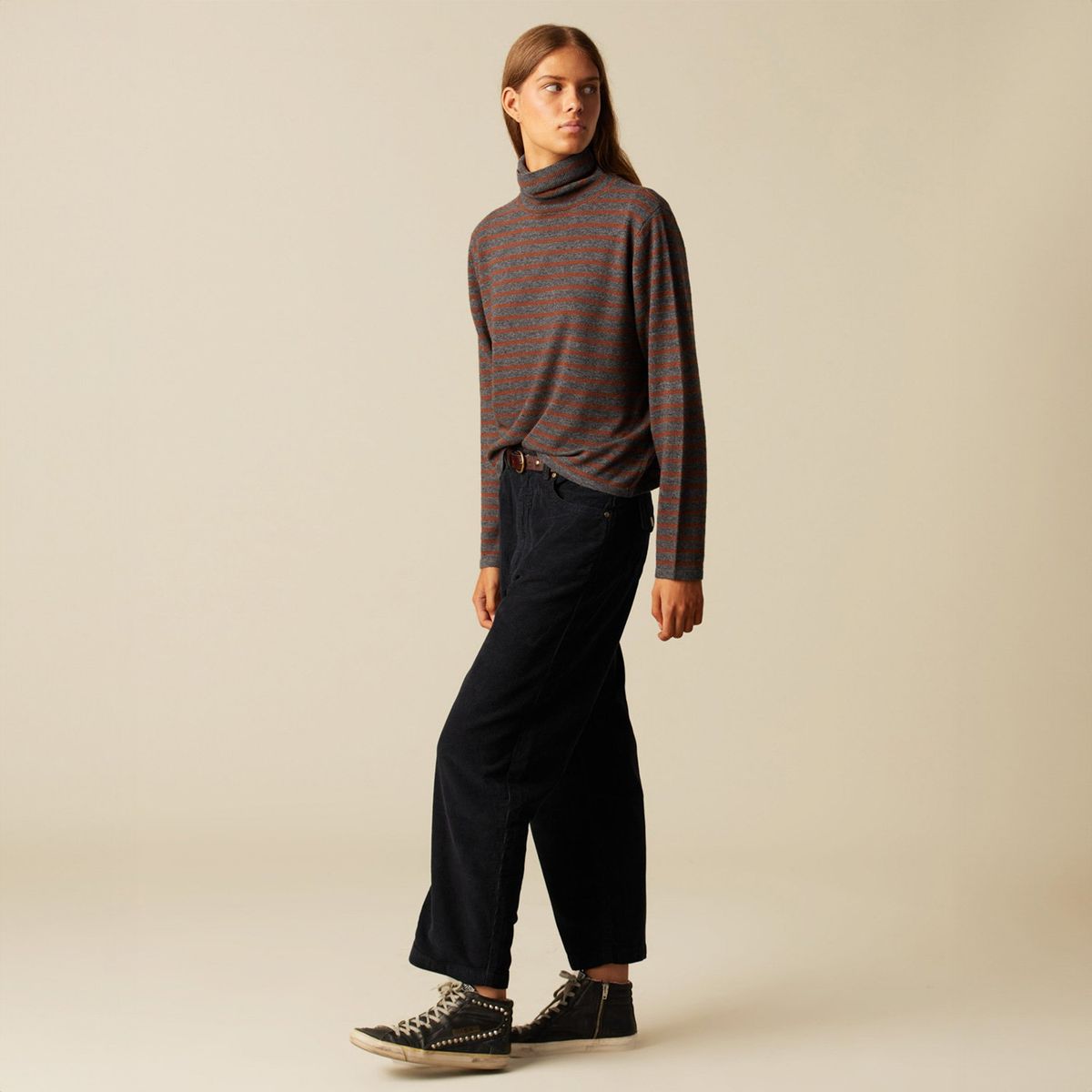 NICOLI - Pantalón Cotelé Azul Zig Zag Mujer Nicoli