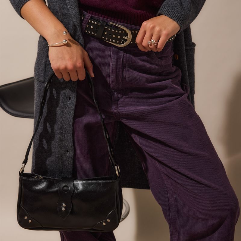 NICOLI - Pantalón Cotelé Morado Zig Zag Mujer Nicoli