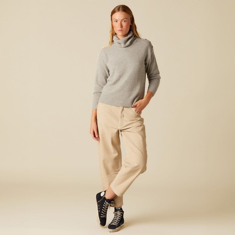 NICOLI - Pantalón Cotelé Arena Zig Zag Mujer Nicoli