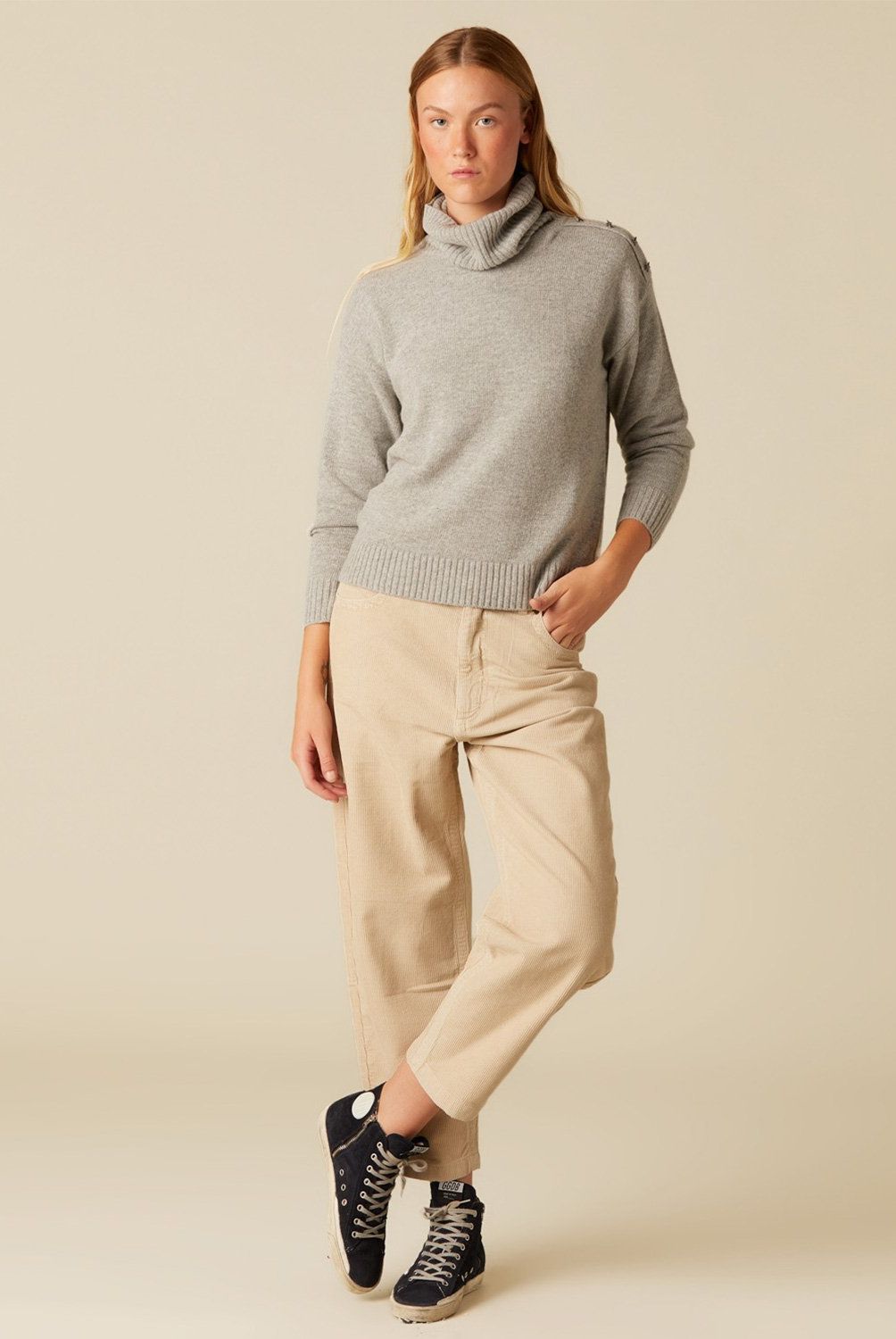 NICOLI - Pantalón Cotelé Arena Zig Zag Mujer Nicoli