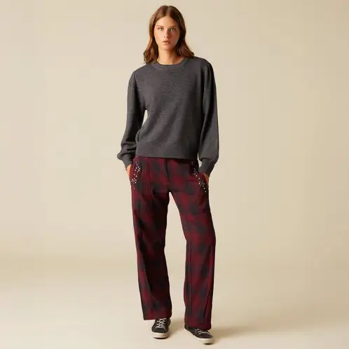 NICOLI - Pantalón Cuadro Tachas Mujer