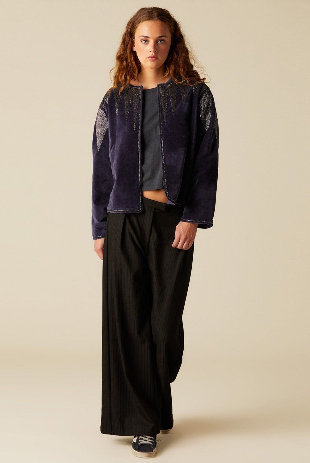 NICOLI - Pantalón Ancho Negro Mujer Nicoli