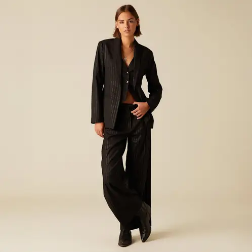 NICOLI - Pantalón Doble Raya Brilo Mujer