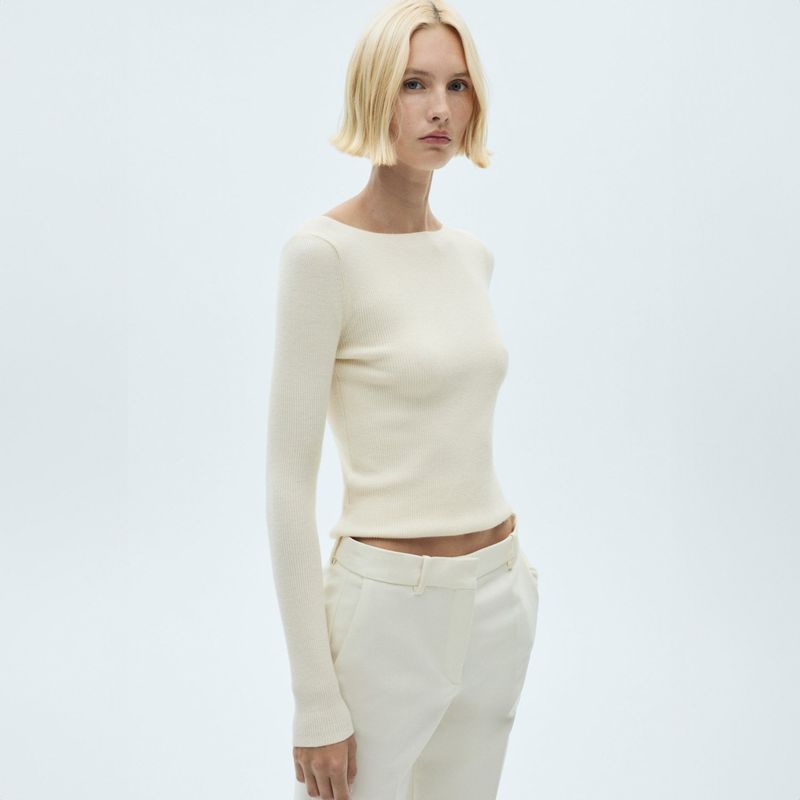 MANGO - Sweater Punto Cuello Barco Mujer Mango