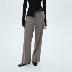 MANGO - Pantalón Recto Tiro Medio Mujer