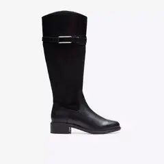 CLARKS - Bota Mujer Cuero Negro