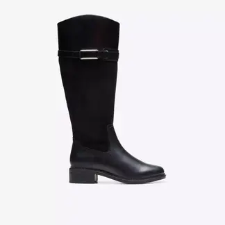 CLARKS - Bota Mujer Cuero Negro