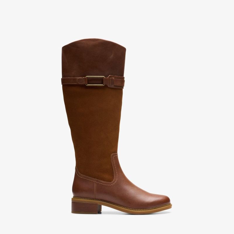 CLARKS - Bota Mujer Cuero Beige Clarks