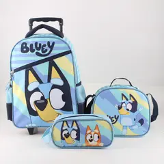 BLUEY - Set Estuche + Lonchera + Mochila con Ruedas Niño