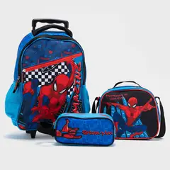 MARVEL - Set Estuche + Lonchera + Mochila con Ruedas Niño Spiderman