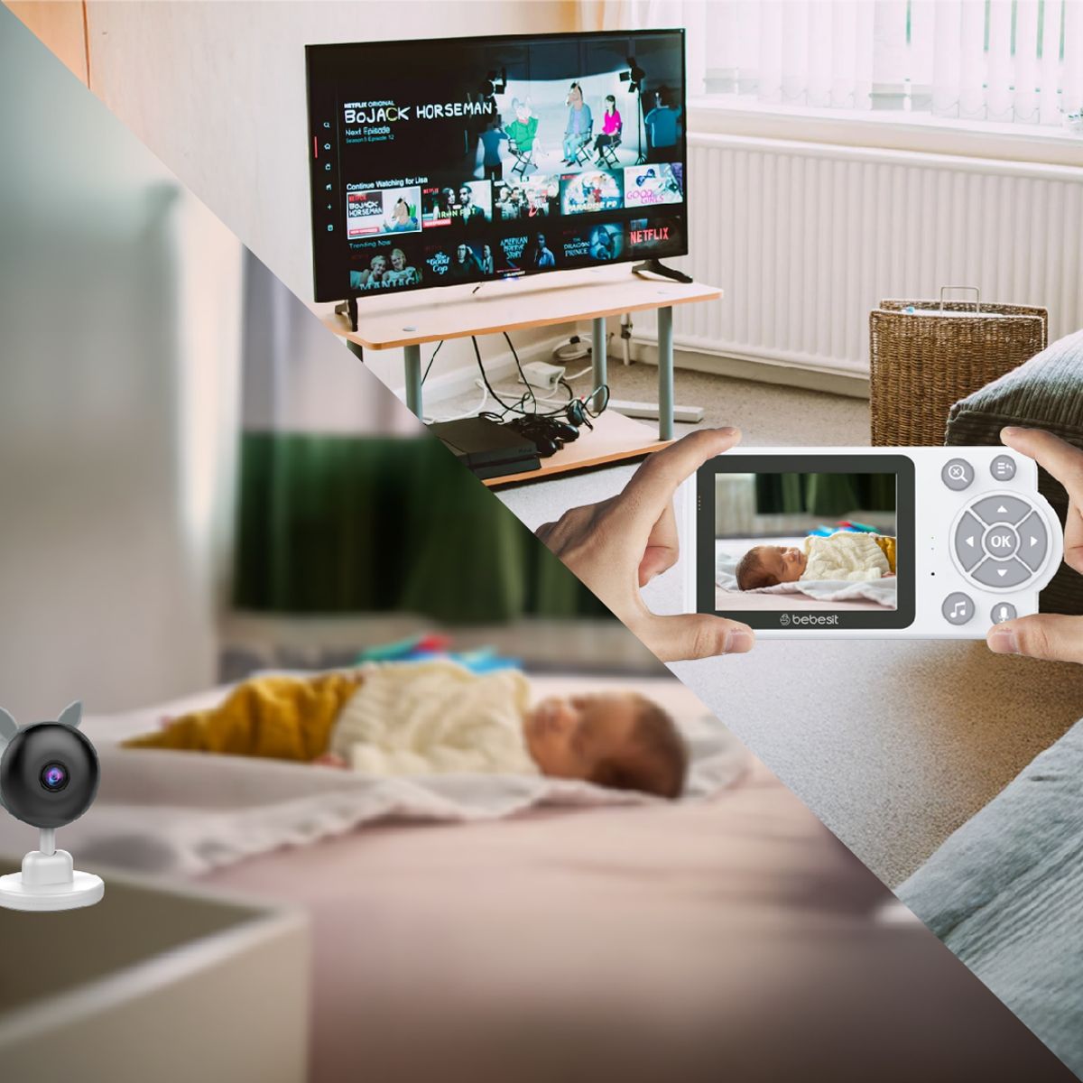 BEBESIT - Monitor Camara SmartGuard 2.0 4x Zoom con Ruido Blanco Bebesit