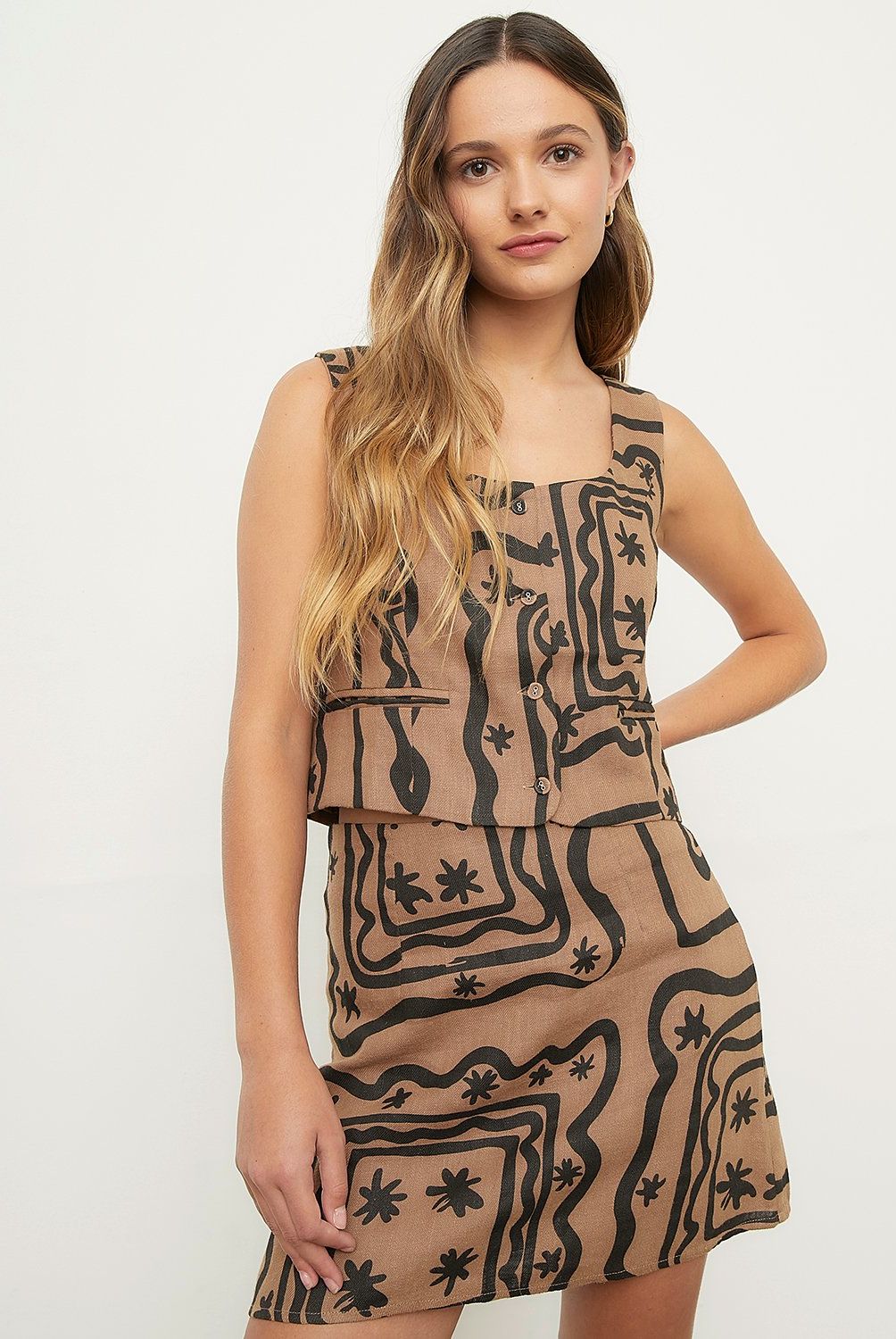 RUPHA - Polera Cropped Sin Mangas Lino Mujer Rupha