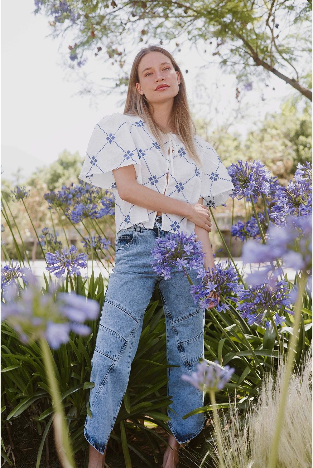 RUPHA - Blusa Boxy Fit Algodón Manga Corta Mujer Rupha