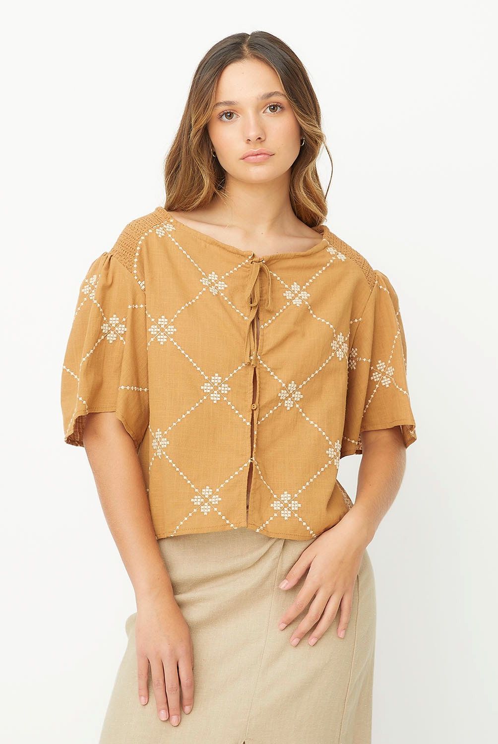 RUPHA - Blusa Boxy Fit Algodón Manga Corta Mujer Rupha