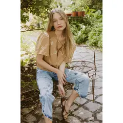 RUPHA - Blusa Boxy Fit Algodón Manga Corta Mujer