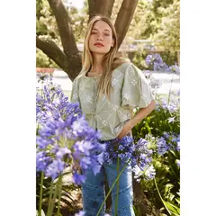 RUPHA - Blusa Boxy Fit Algodón Manga Corta Mujer