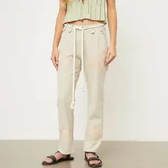 RUPHA - Pantalón Straight Bordado Tiro Alto Mujer