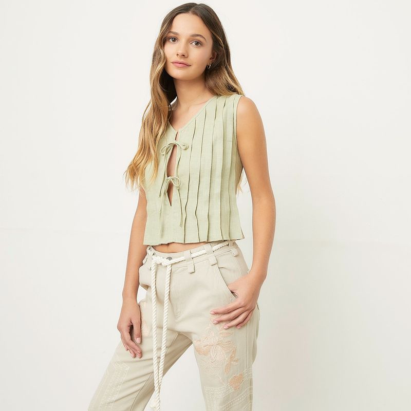 RUPHA - Blusa Cropped Sin Mangas Lino Mujer Rupha