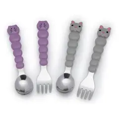 MELII - Set De 4 Cubiertos Gato Y Bulldog