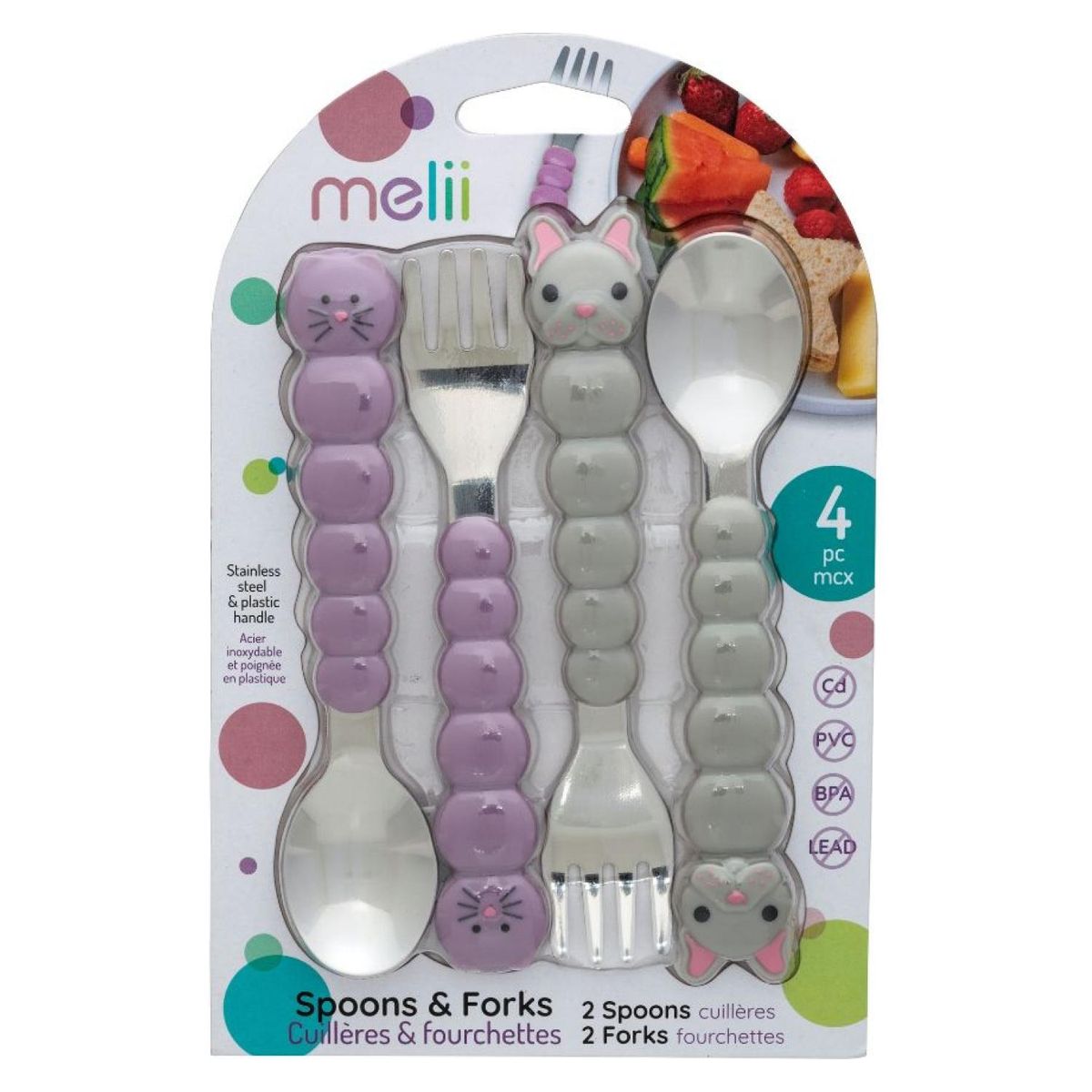 MELII - Set De 4 Cubiertos Gato Y Bulldog Melii