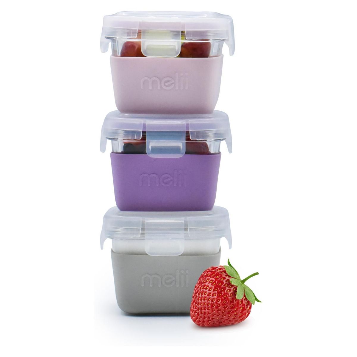 MELII - Pack De 3 Contenedores Vidrio Silicona osa 160 ml