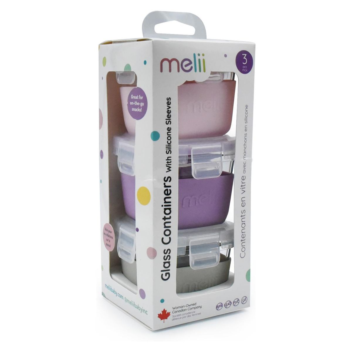 MELII - Pack De 3 Contenedores Vidrio Silicona osa 160 ml