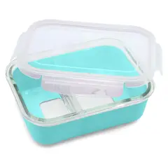 MELII - Contenedor Bento Vidrio Funda Silicona Azul 740ml