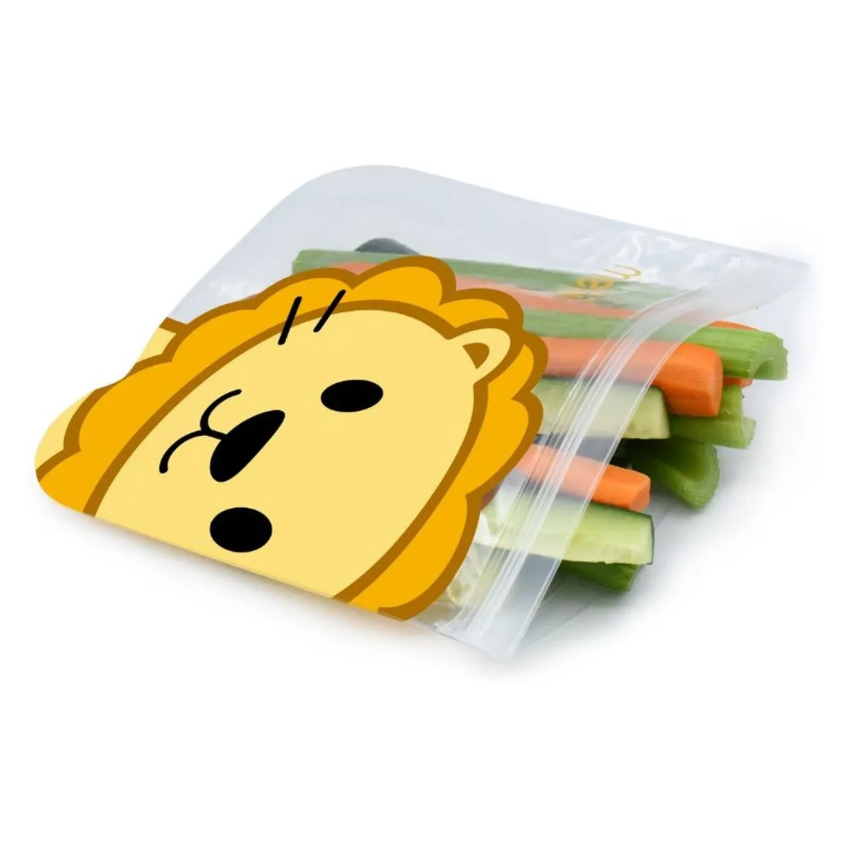MELII - Pack de 4 Bolsas Reutilizables Snacks Dino-Leon Melii