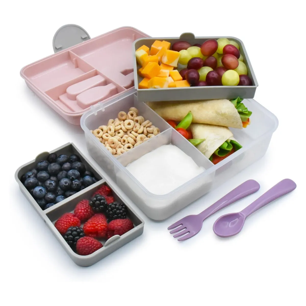 MELII - Lonchera Bento Box Con Cubiertos - Rosa Melii