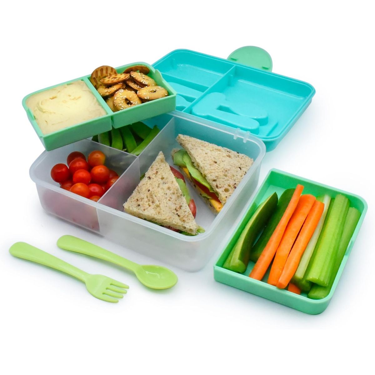 MELII - Lonchera Bento Box Con Cubiertos - Azul Melii