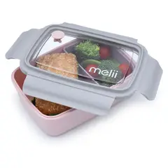 MELII - Lonchera Bento Con Divisiones Rosa 880 ml