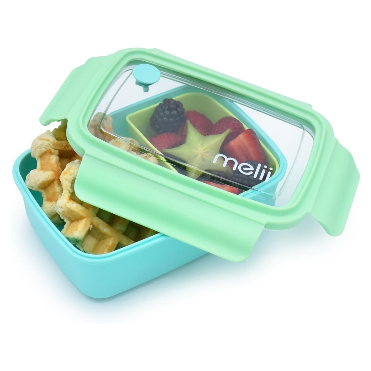 MELII - Lonchera Bento Con Divisiones Azul 880 Ml Melii