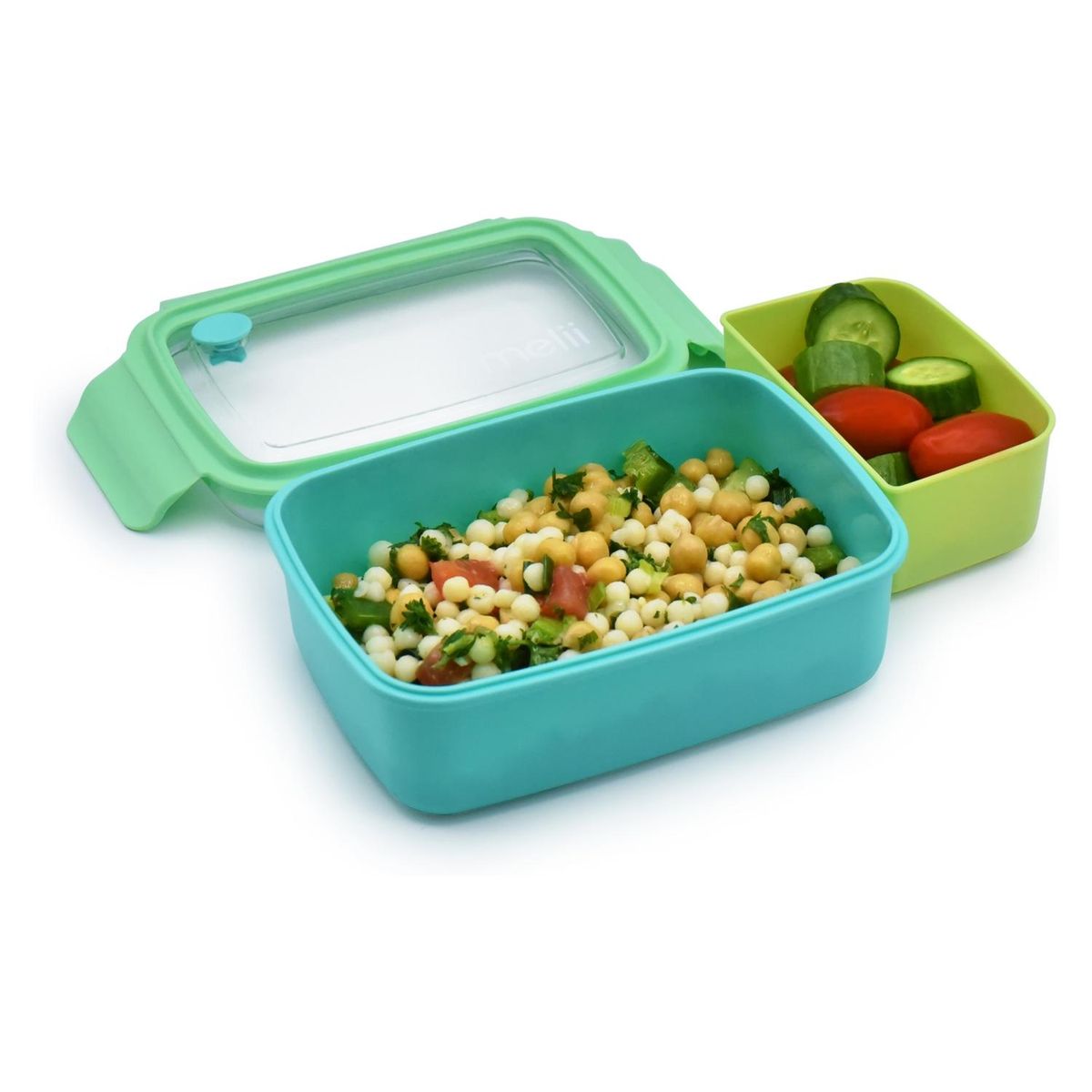 MELII - Lonchera Bento Con Divisiones Azul 880 Ml Melii