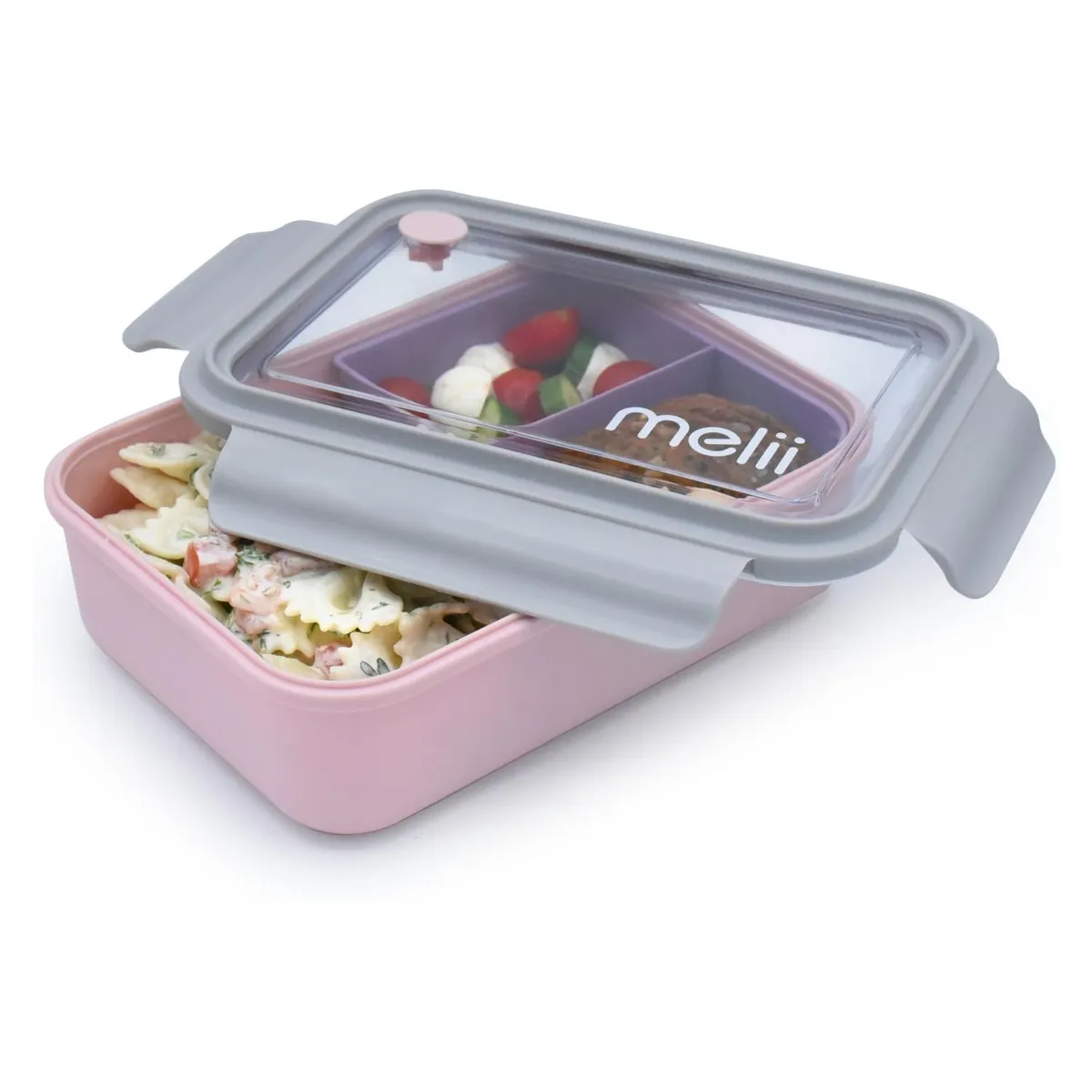 MELII - Lonchera Bento Con Divisiones Rosa 1250 Ml Melii