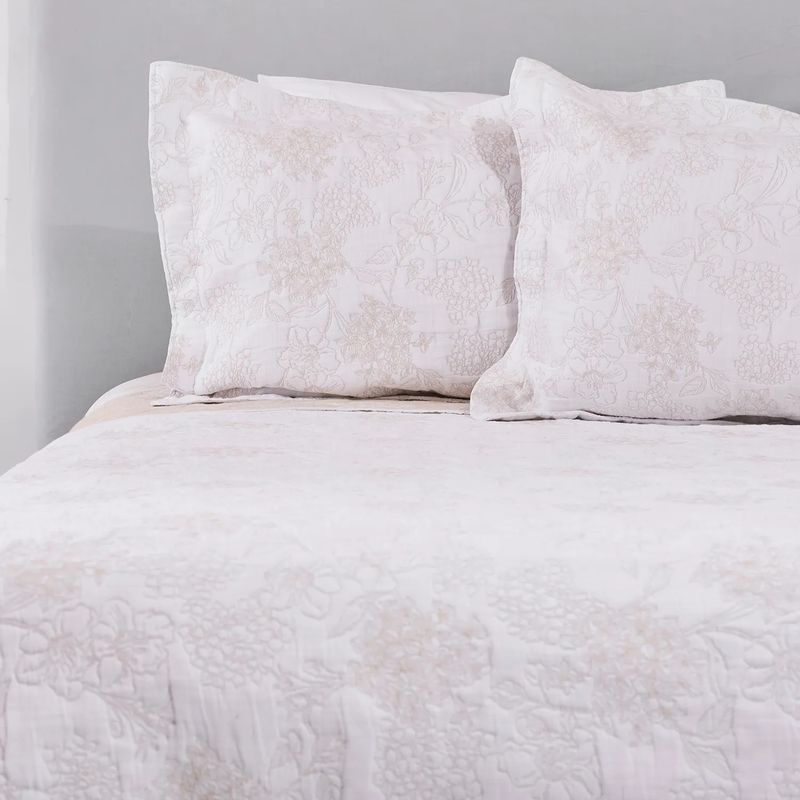NINA HERRERA - Colcha Jacquard Hortensia Beige King Nina Herrera
