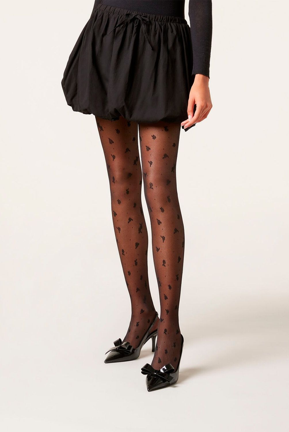 CALZEDONIA - Panty de Tul de 40 Denier con Pequeñas Rosas Mujer Calzedonia