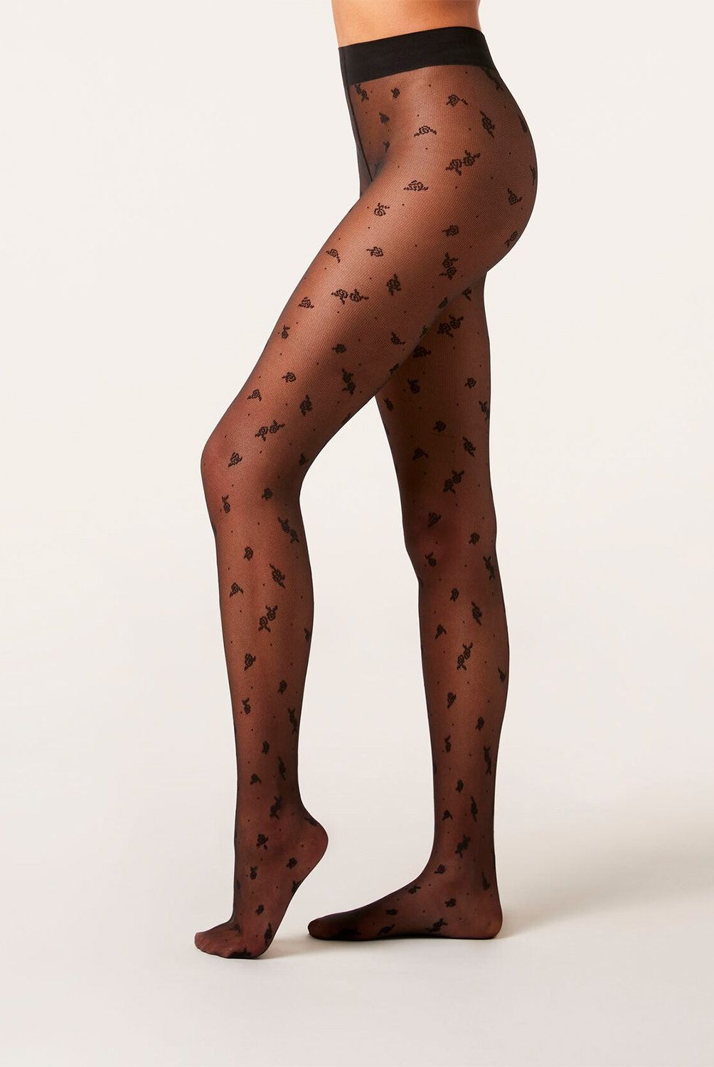 CALZEDONIA - Panty de Tul de 40 Denier con Pequeñas Rosas Mujer Calzedonia