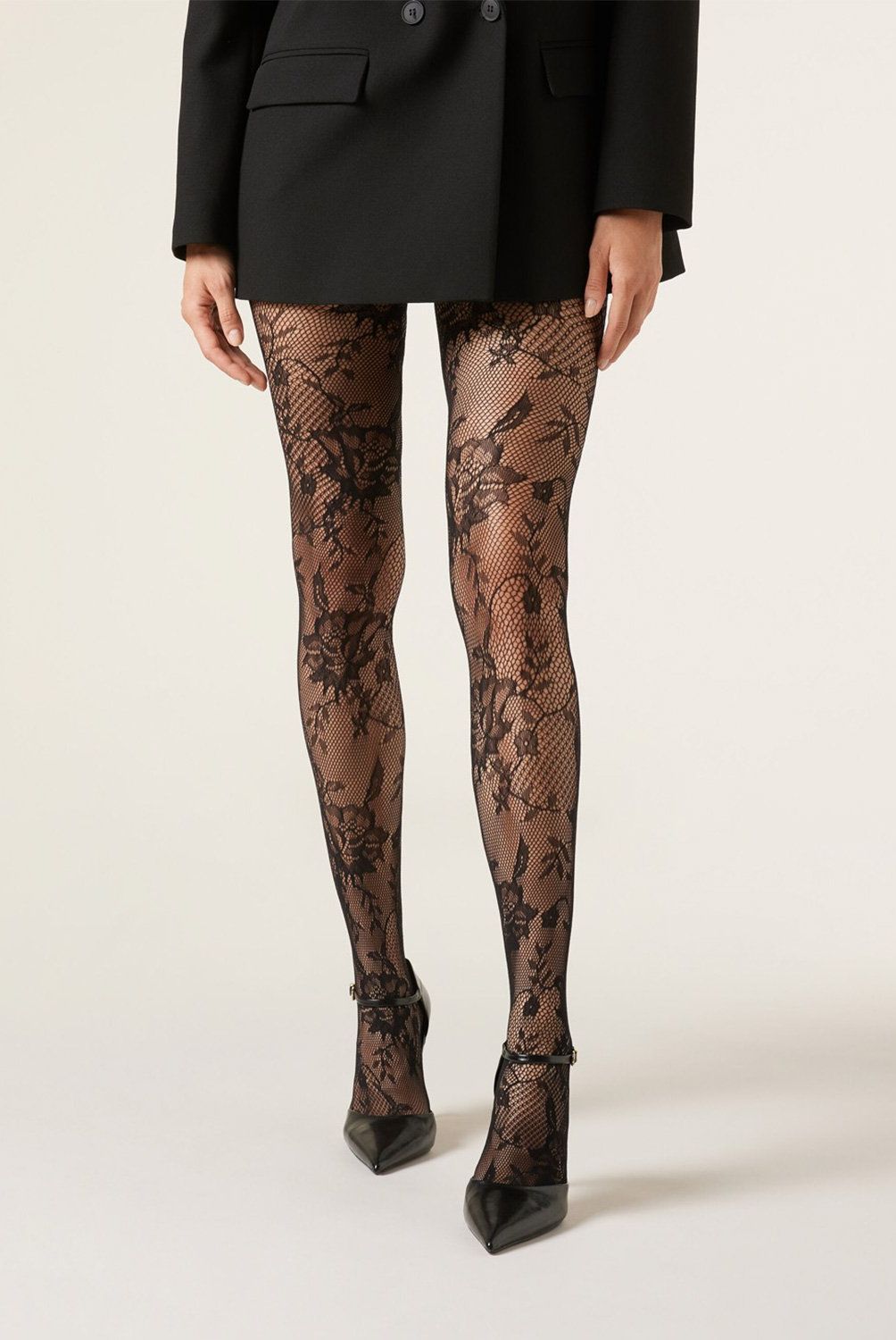 CALZEDONIA - Panty de Red con Flores Mujer Calzedonia