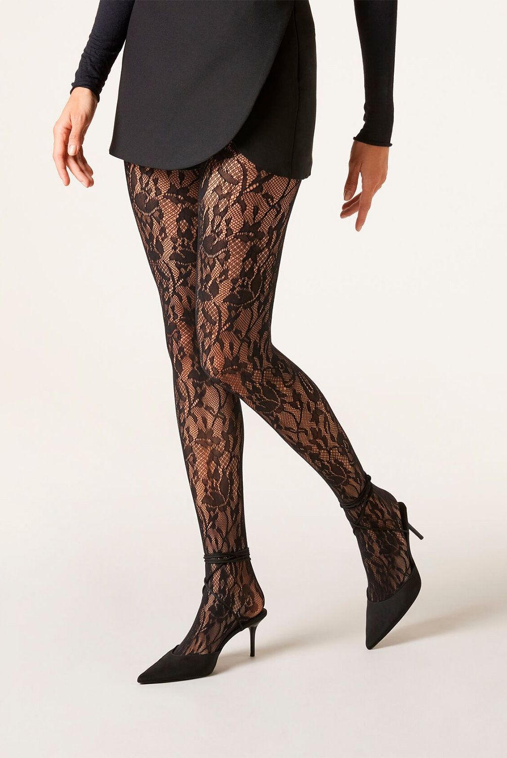CALZEDONIA - Panty de Encaje con Flores Mujer Calzedonia